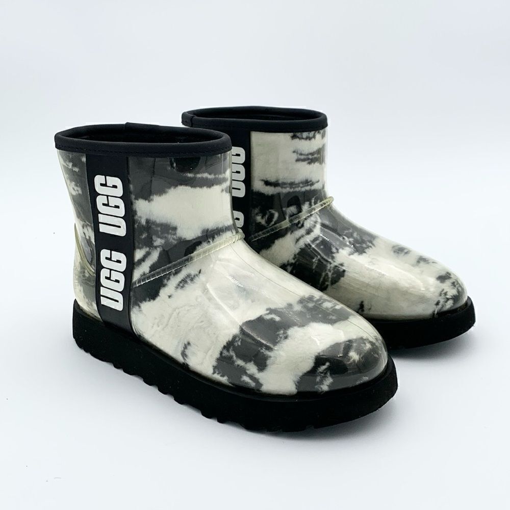 Ugg classic mini marble black and white winter rain boots